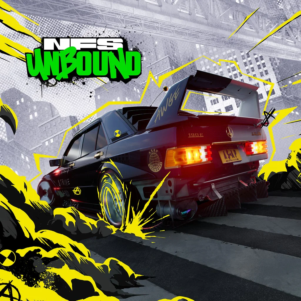 Гоночный автомобиль на обложке игры NFS Unbound