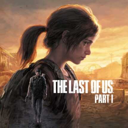 Элли и Джоэл на фоне постапокалиптического города в игре The Last of Us Part I