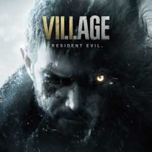 Главный герой игры Resident Evil Village с темным лицом и светящимся глазом