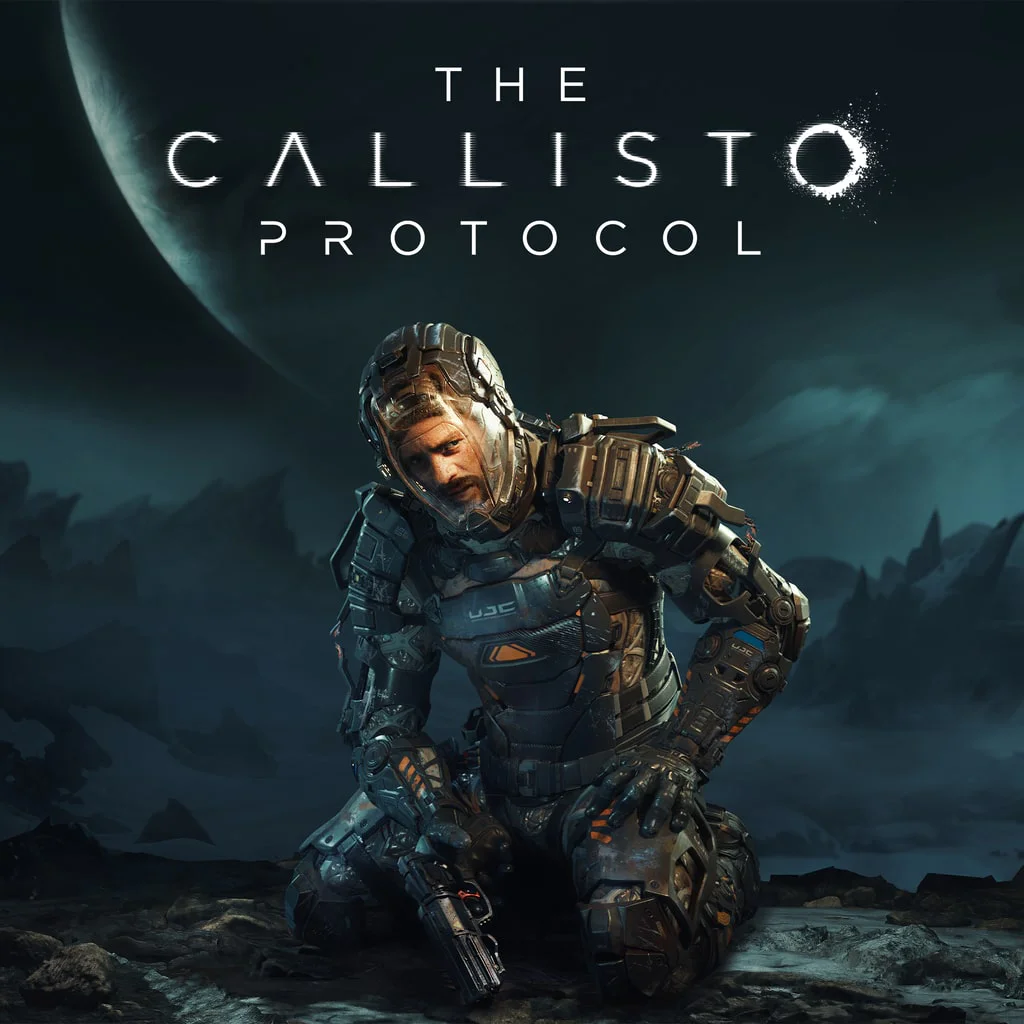 The Callisto Protocol – игры PS4 и PS5, аренда и продажа, подписки на игры Главный герой игры The Callisto Protocol в боевом костюме на фоне планеты