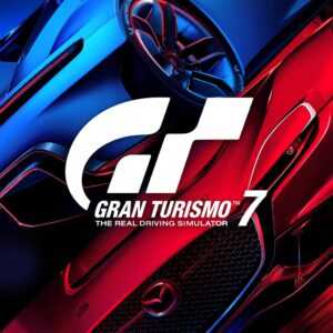 Логотип Gran Turismo 7 с изображением спортивных автомобилей на фоне