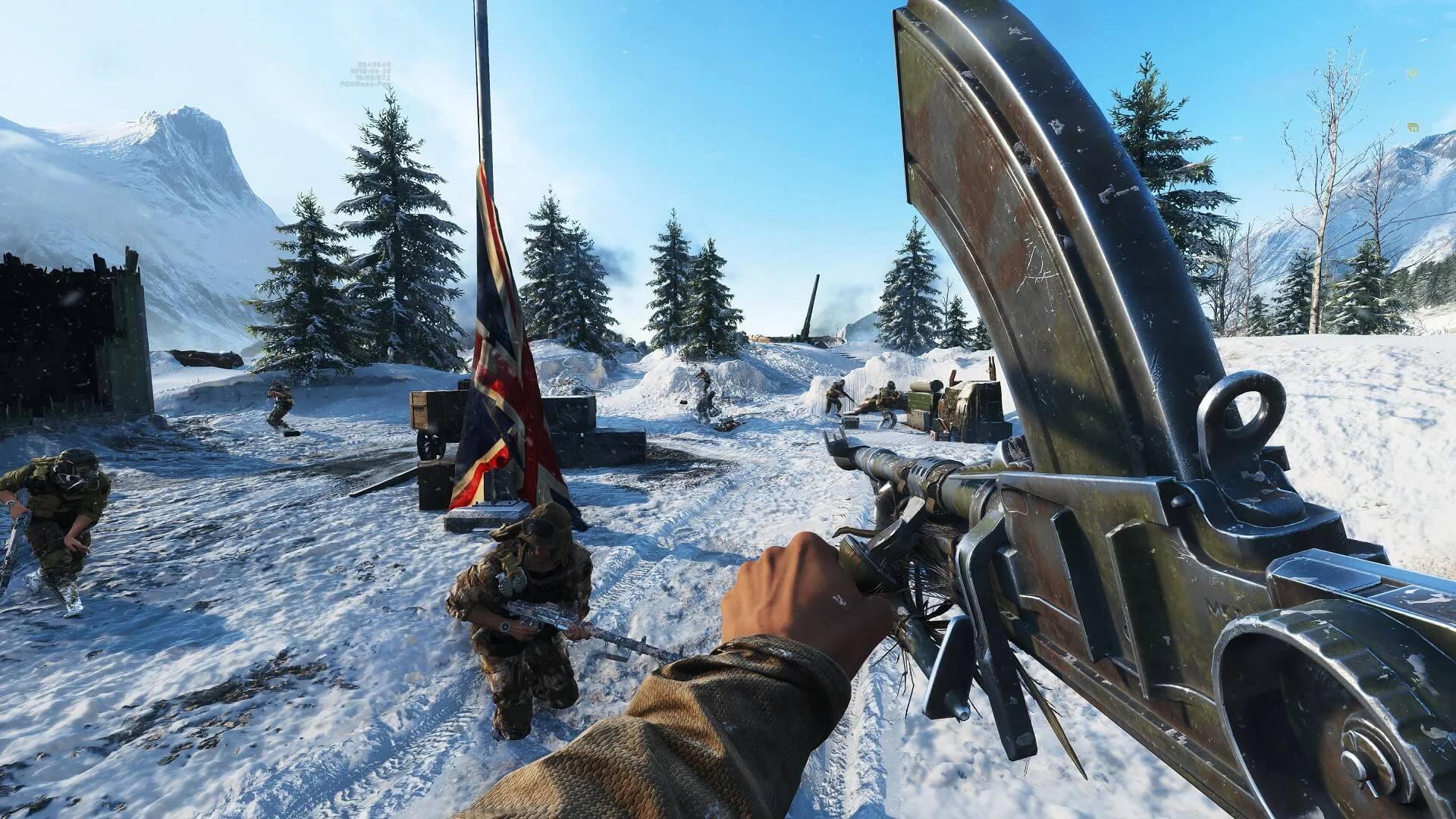 Солдат с оружием в зимнем лесу во время боевых действий в Battlefield V.