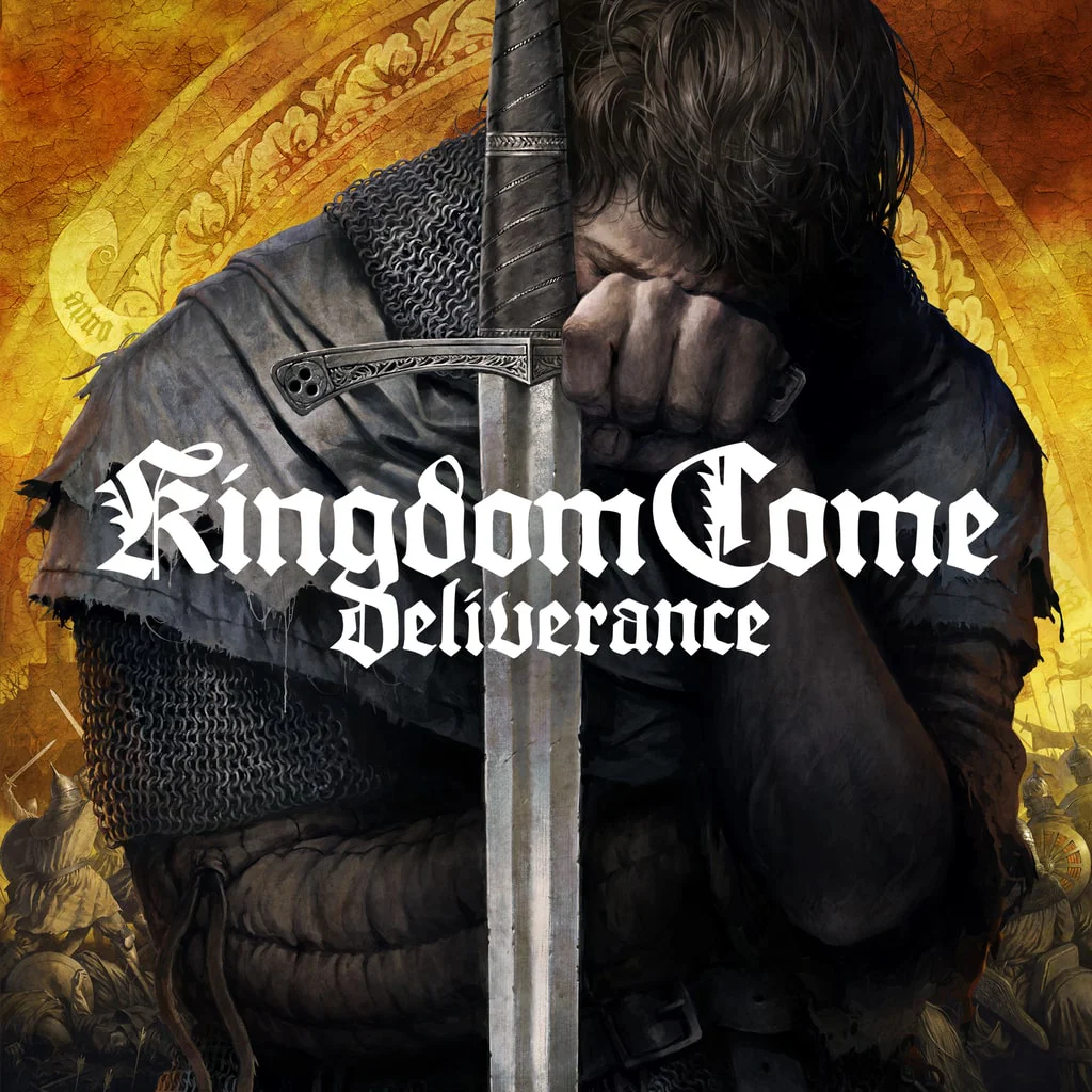 Аренда и продажа игры Kingdom Come: Deliverance для PS4 и PS5 – Реалистичное средневековое приключение Рыцарь, склоненный над мечом, на обложке игры Kingdom Come: Deliverance