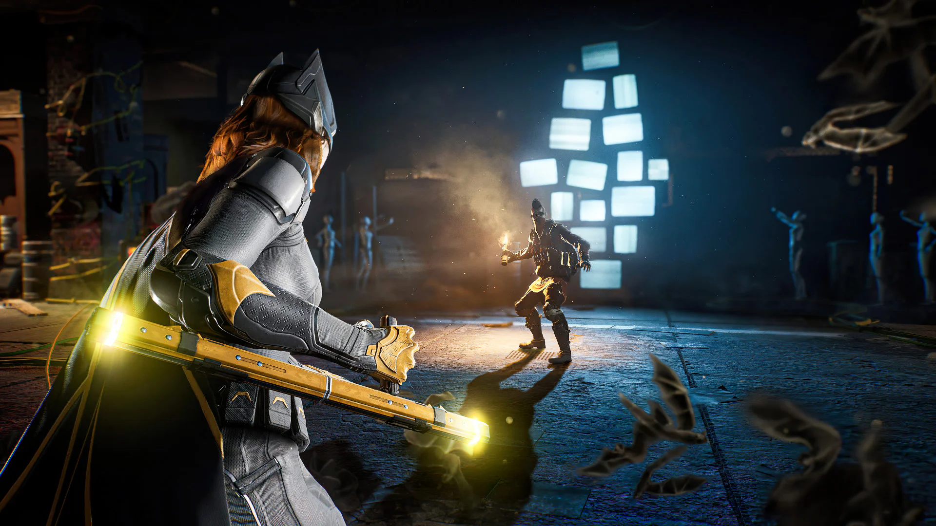 Бэтгерл в бою с врагом в игре Gotham Knights