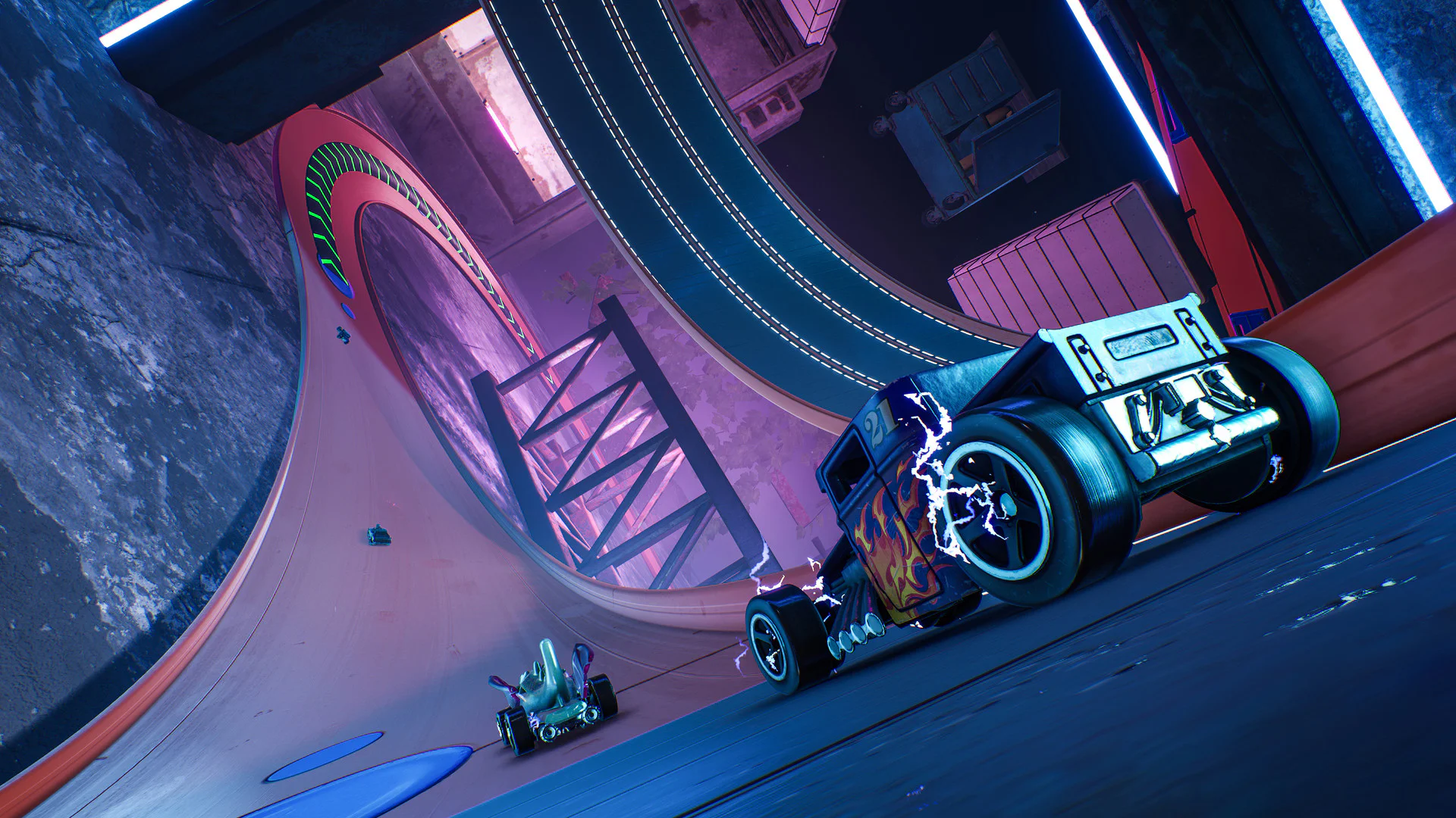 Гоночные машинки на экстремальном треке с петлей в игре Hot Wheels Unleashed для PlayStation 4 и PlayStation 5
