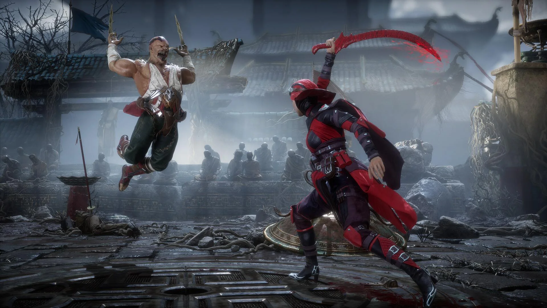 Битва персонажей в игре Mortal Kombat 11