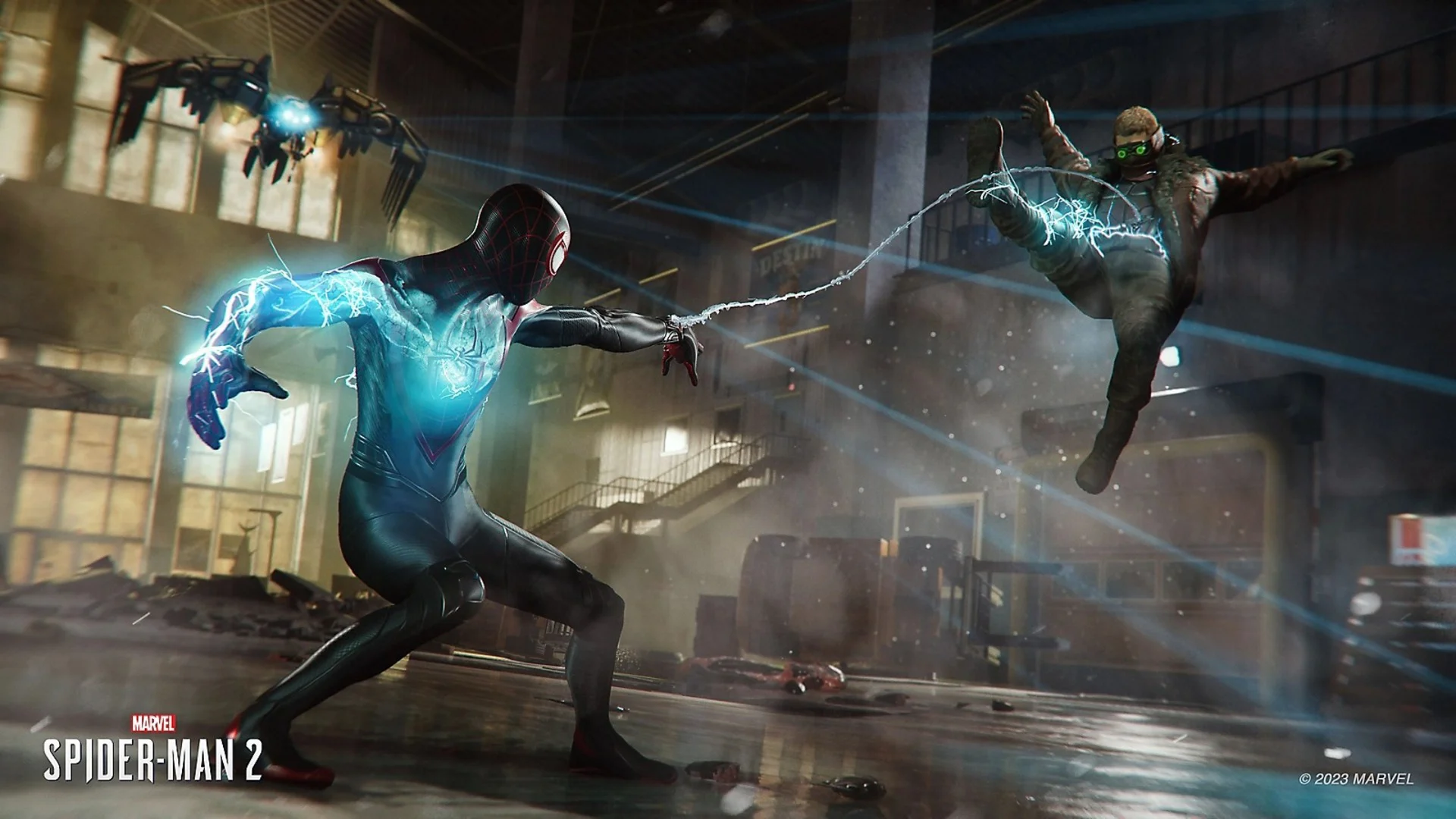 Человек-паук сражается с врагом в игре Marvel's Spider-Man 2.