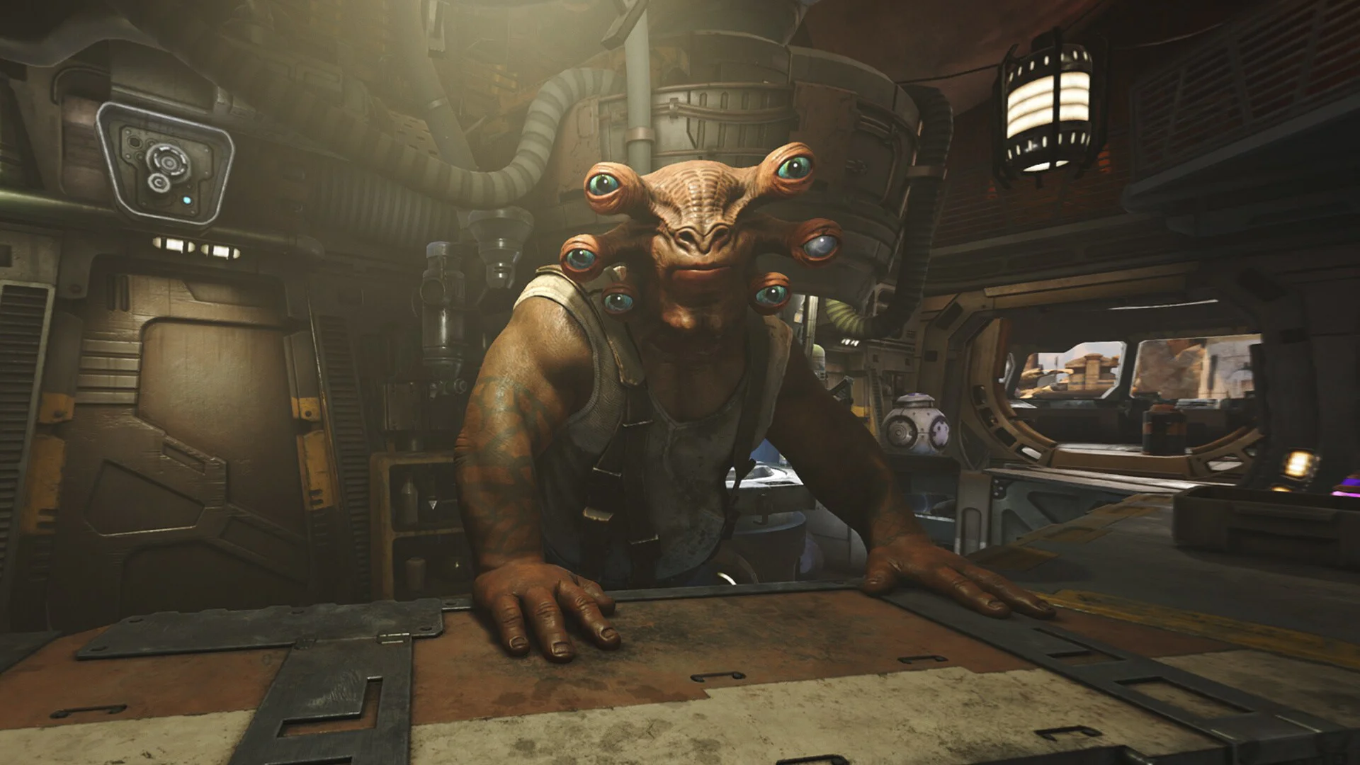 Инопланетянин с множеством глаз в игре "Star Wars: Tales from the Galaxy's Edge" на PS VR