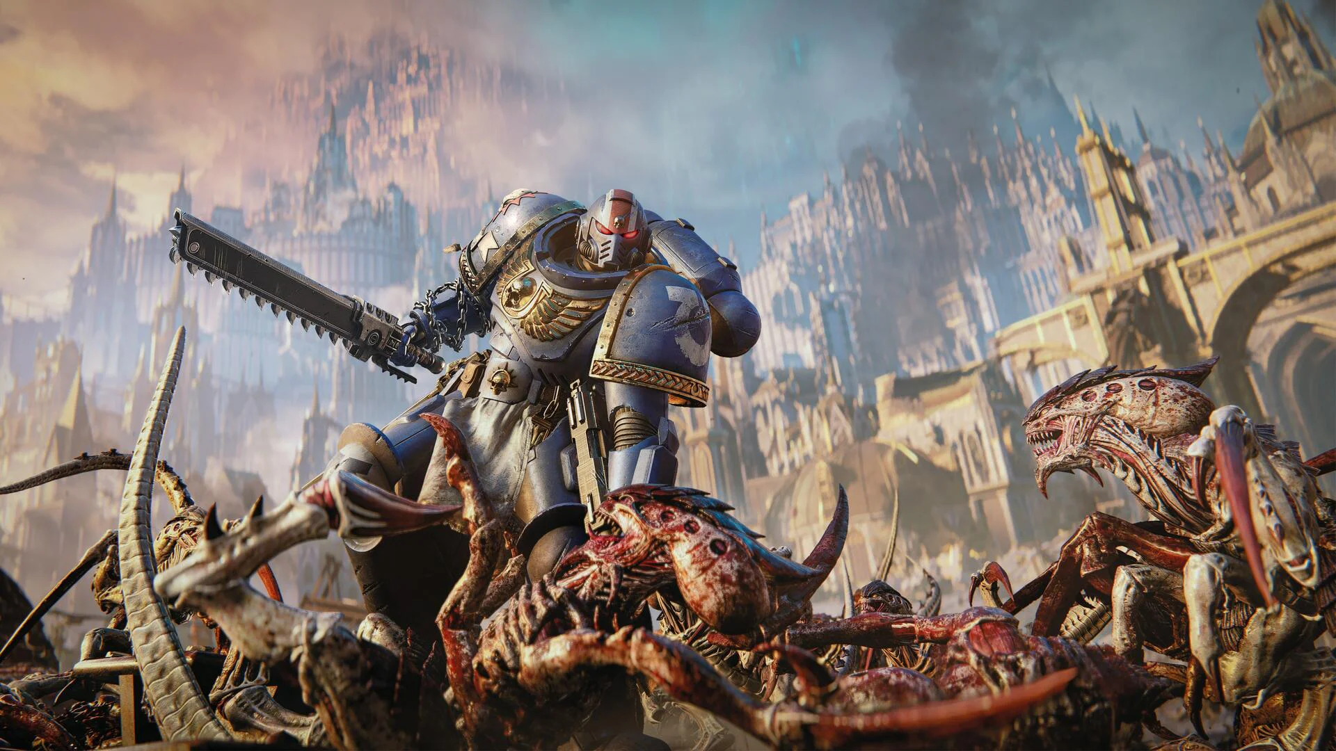 Космический десантник сражается с тиранидами в Warhammer 40,000: Space Marine 2