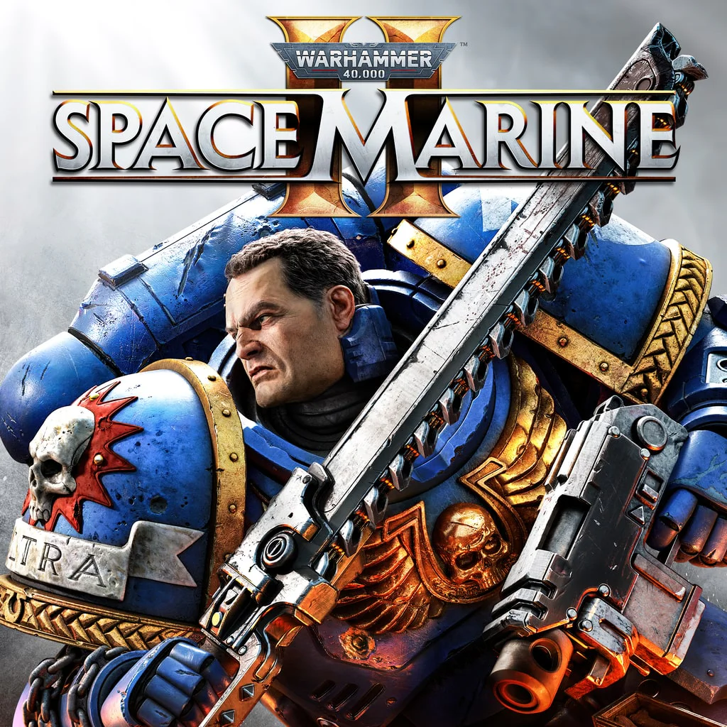 Обложка игры Warhammer 40,000: Space Marine 2 с изображением космического десантника