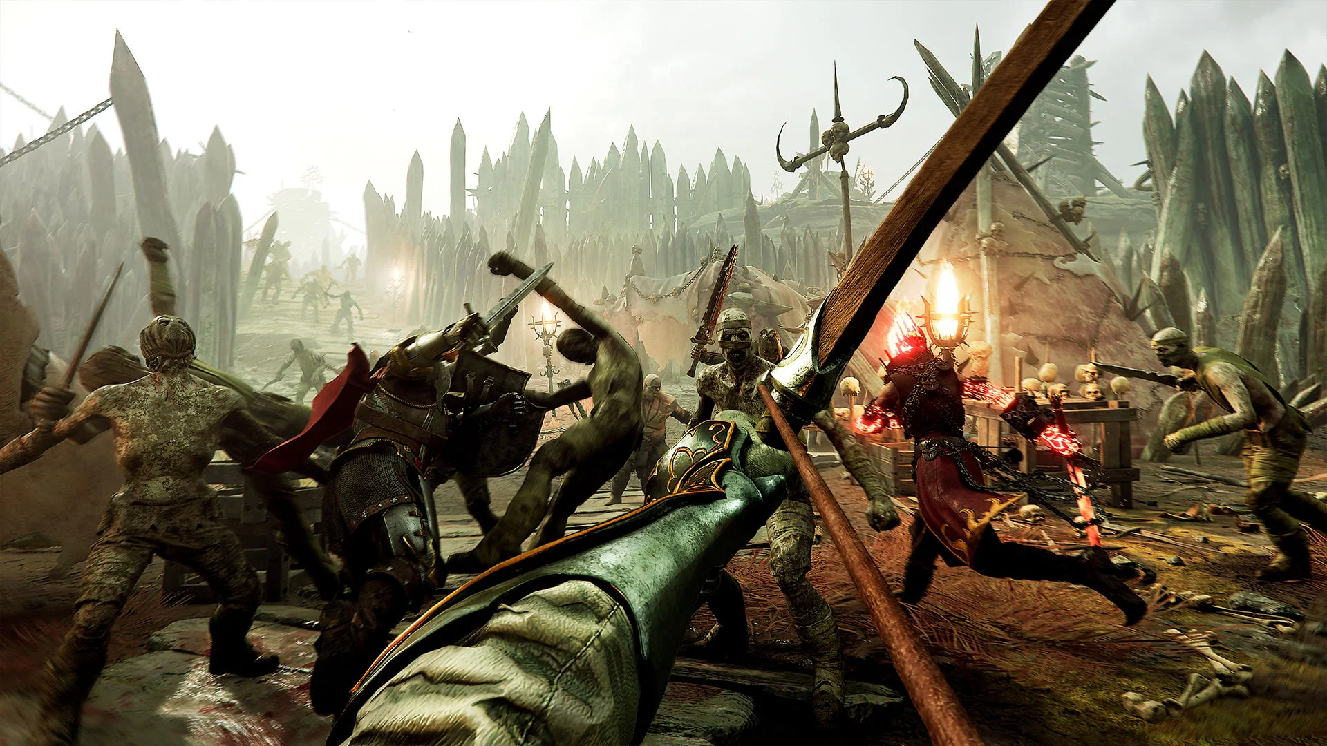 Сражение с врагами на поле боя в игре Warhammer Vermintide 2