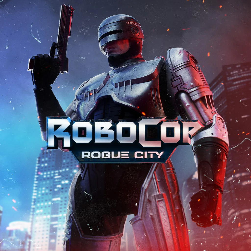 RoboCop: Rogue City — киберпанк-боевик с культовым героем на PlayStation. Официальная обложка RoboCop: Rogue City с изображением кибернетического полицейского в футуристическом городе.