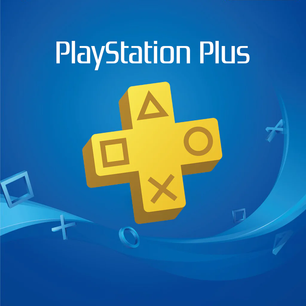 Подписка PlayStation Plus — доступ к многопользовательскому режиму, бесплатным играм и скидкам Логотип PlayStation Plus на синем фоне