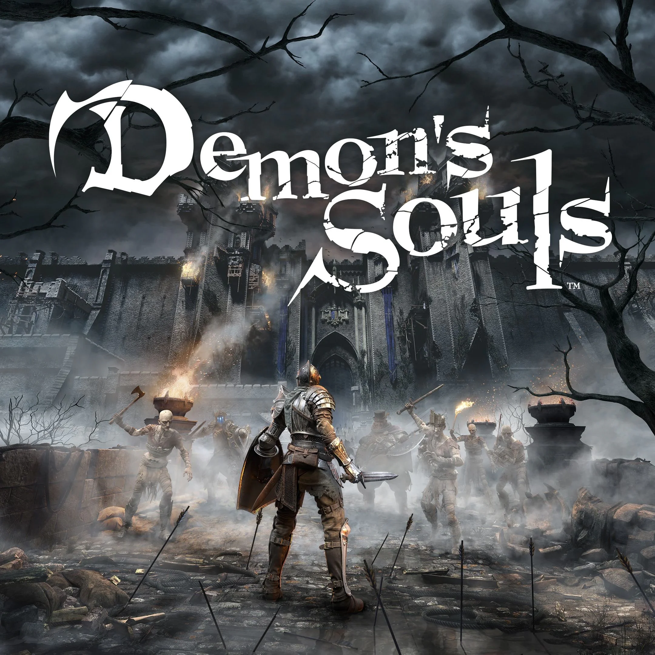 Demon’s Souls – тёмное фэнтези с хардкорными сражениями на PlayStation 5 Официальная обложка Demon’s Souls с рыцарем перед ордой врагов