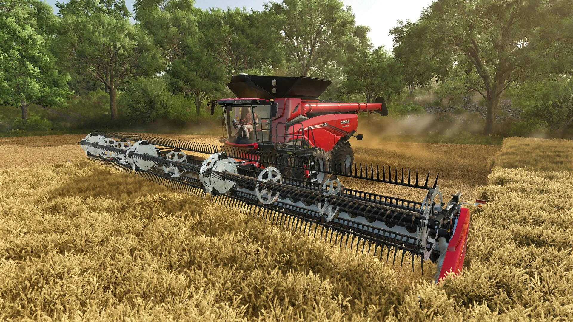 Комбайн Case IH собирает урожай пшеницы в Farming Simulator 25