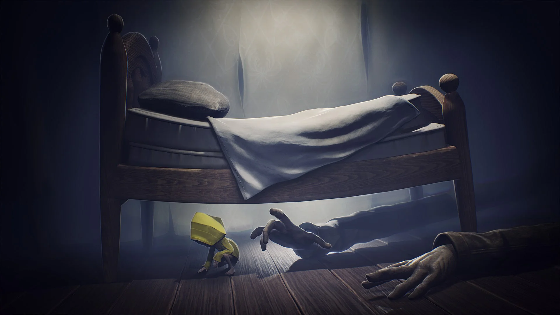 Сикс прячется от длинных рук в Little Nightmares