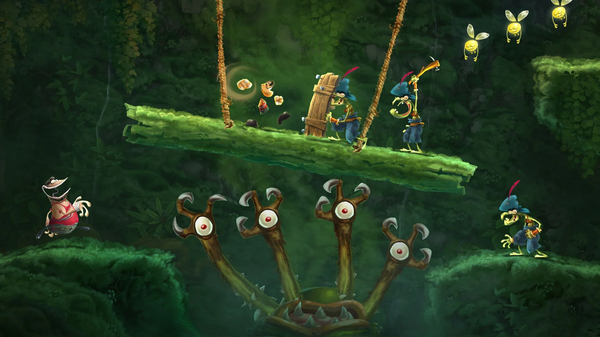 Персонажи Rayman сражаются с врагами и ловушками