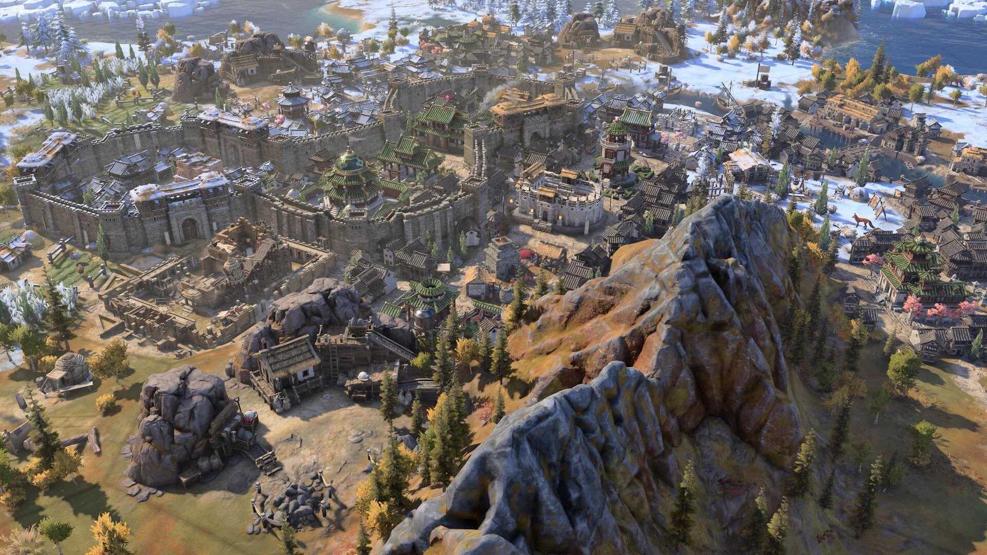 Средневековый укрепленный город с восточной архитектурой в Civilization VII