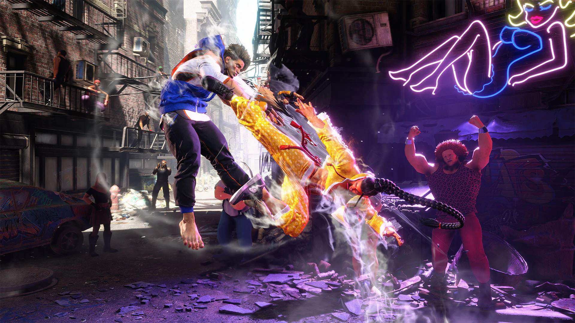 Люк атакует Джейми в уличном бою Street Fighter 6