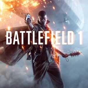 Battlefield 1 — солдат с пистолетом и булавой на фоне взрыва.