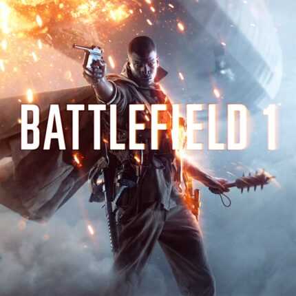Battlefield 1 — солдат с пистолетом и булавой на фоне взрыва.