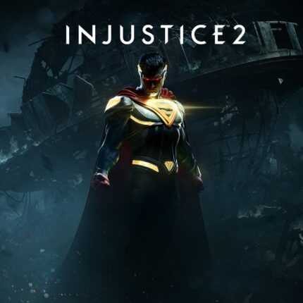 Супермен в тёмном костюме стоит на фоне разрушенного города в Injustice 2