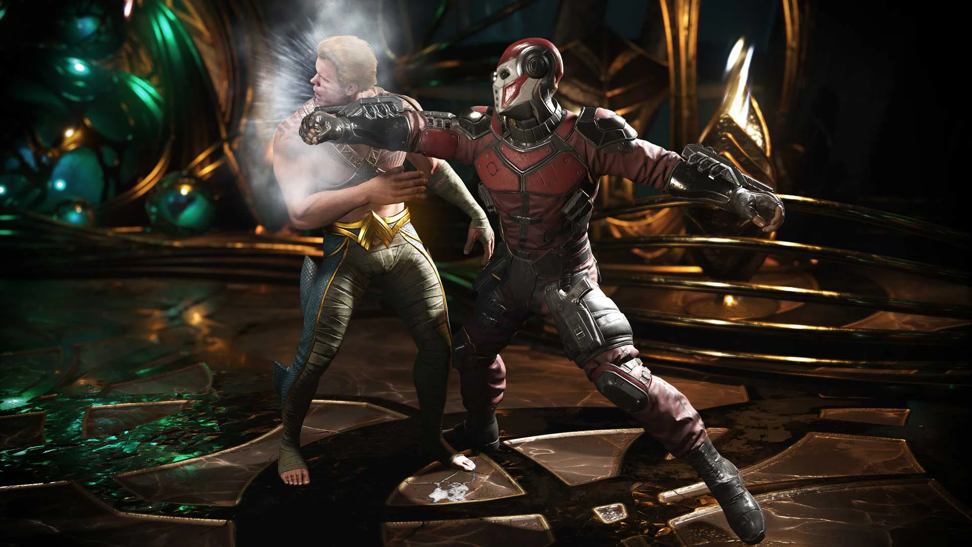 Дэдшот атакует Аквамена в динамичном сражении в Injustice 2