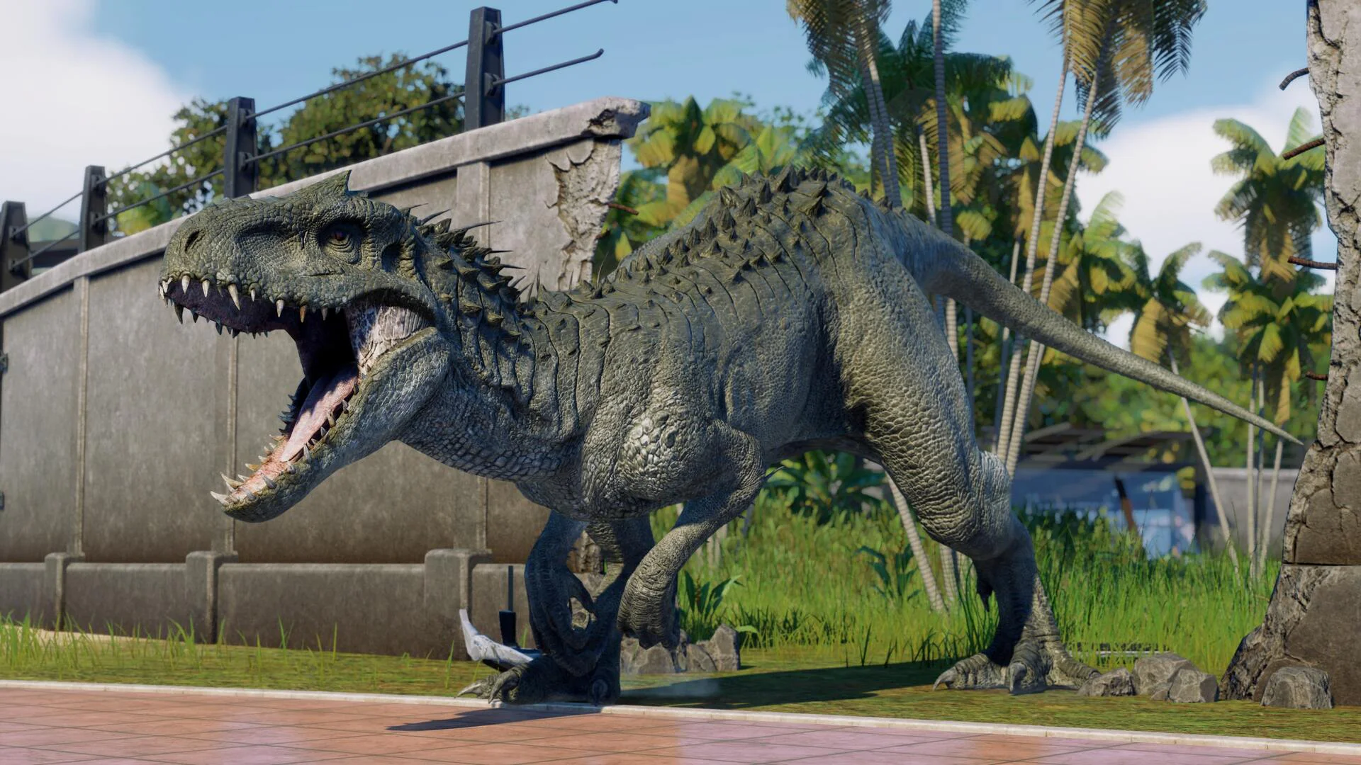 Индоминус Рекс вырывается из заграждения в Jurassic World Evolution 2.
