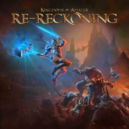 Kingdoms of Amalur Re-Reckoning: герой с магическим молотом в битве с орками.