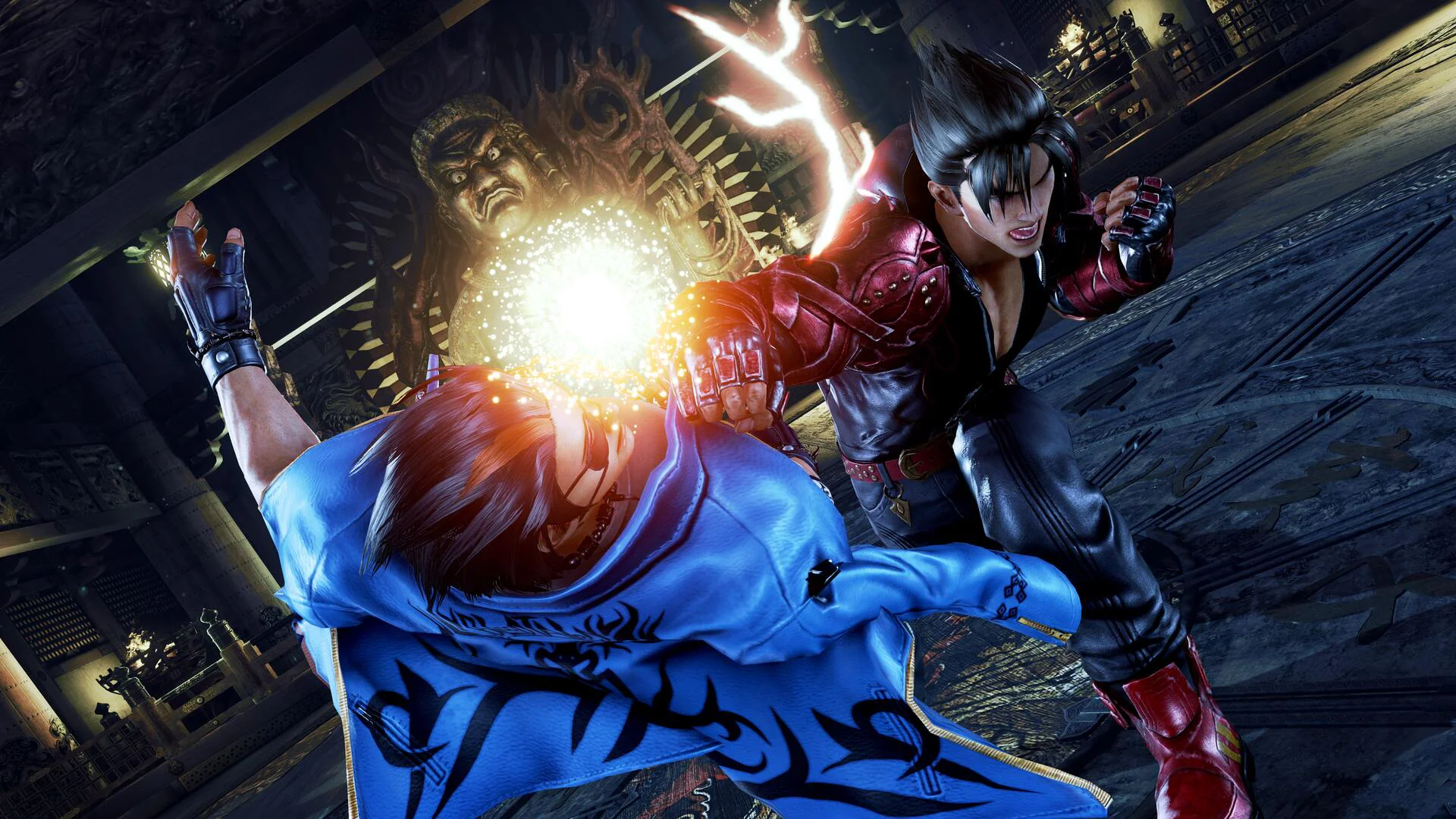 TEKKEN 7: Джин Казама атакует Ли Чаолана мощным ударом в храме
