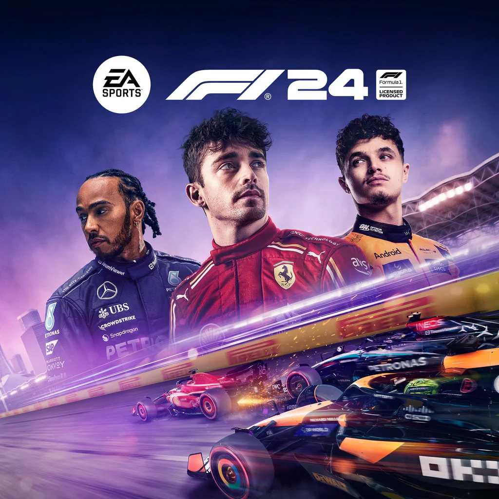 F1 24 — реалистичный симулятор гонок Формулы-1 с новыми сезонами | аренда игр PlayStation Льюис Хэмилтон, Шарль Леклер и Ландо Норрис на обложке F1 24