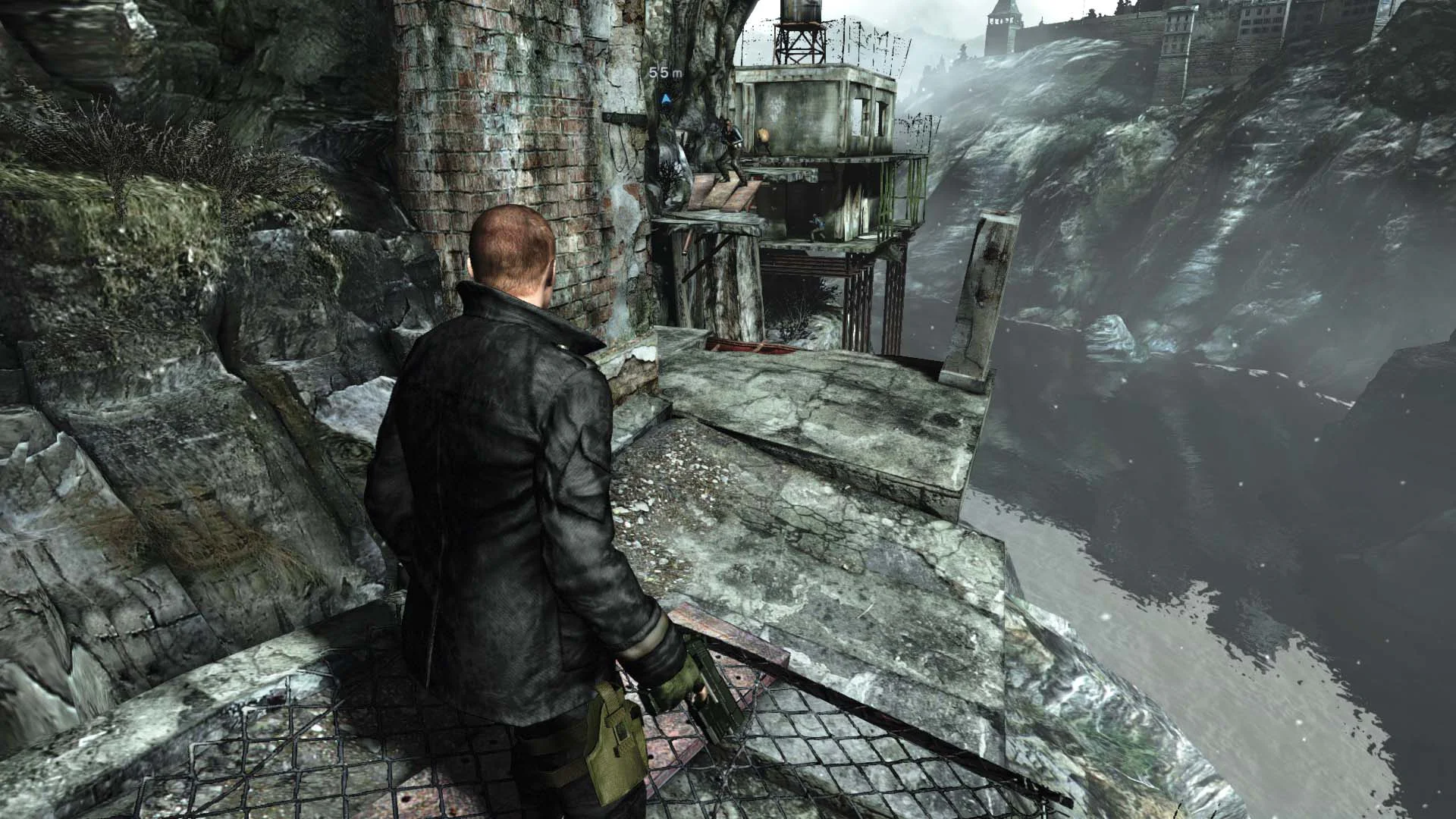 Крис Редфилд исследует разрушенную локацию в Resident Evil 6