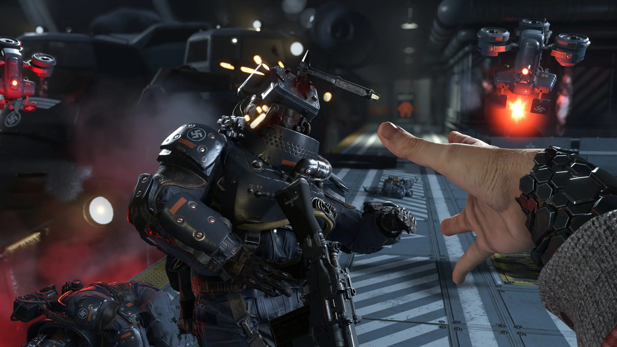 Бласковиц атакует нацистских солдат и дронов в Wolfenstein II