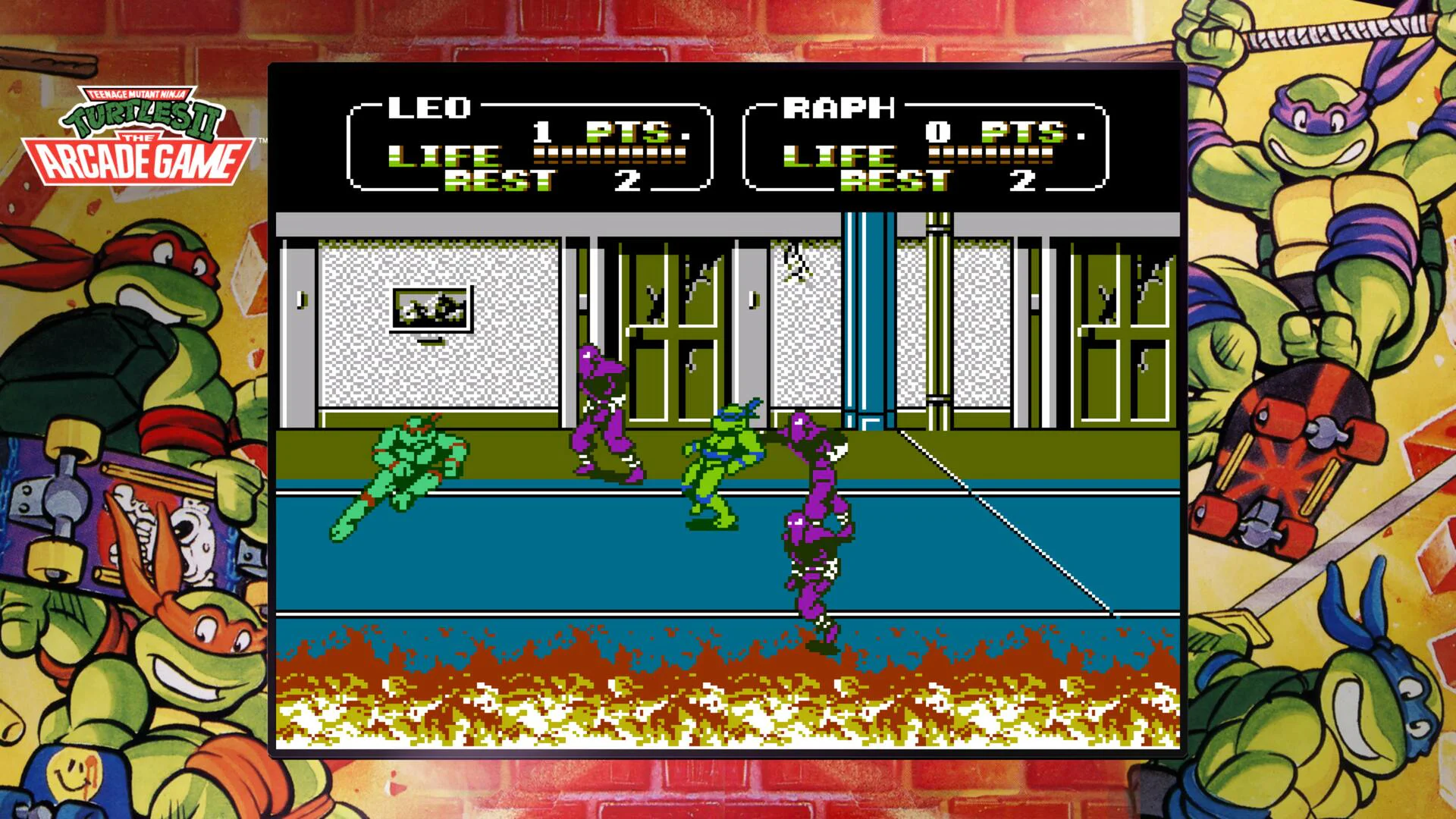 Скриншот TMNT II Arcade Game с Леонардо и Рафаэлем для аренды на PS
