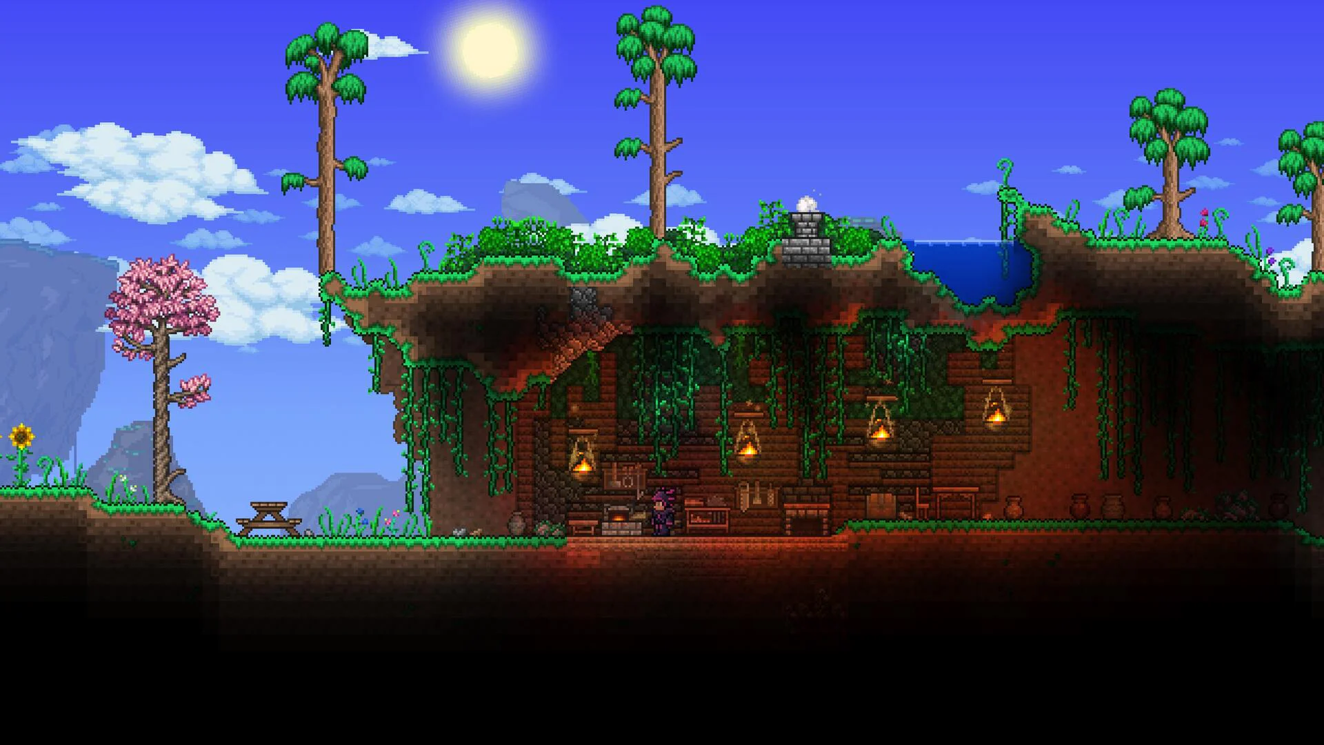 Скриншот Terraria с подземным домом в джунглях для аренды на PS