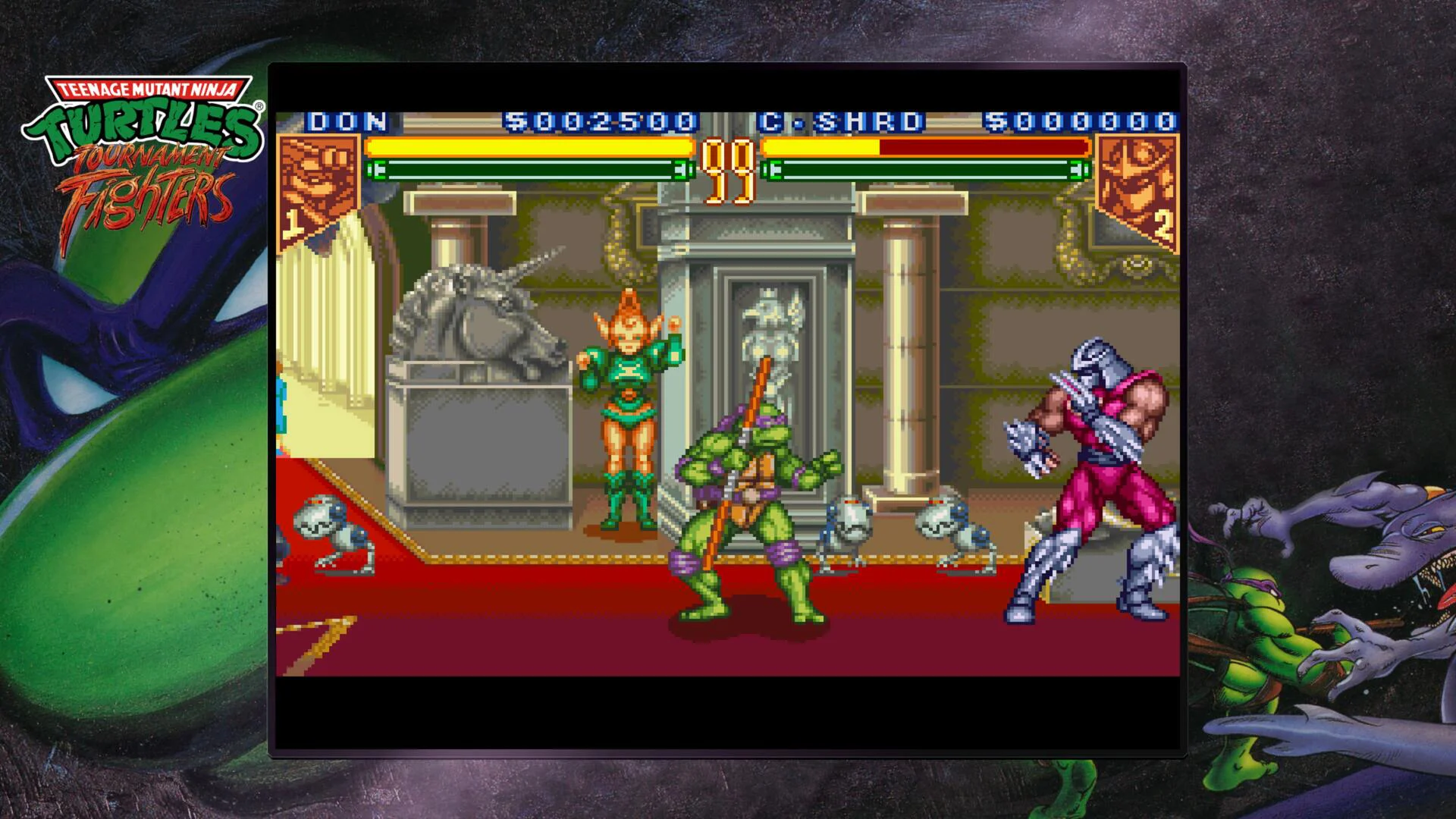 Скриншот TMNT Tournament Fighters с Донателло и Шреддером для аренды на PS