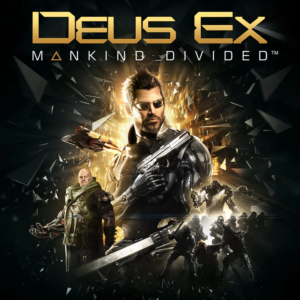 Deus Ex: Mankind Divided — аренда игры на PS Обложка Deus Ex: Mankind Divided с Адамом Дженсеном