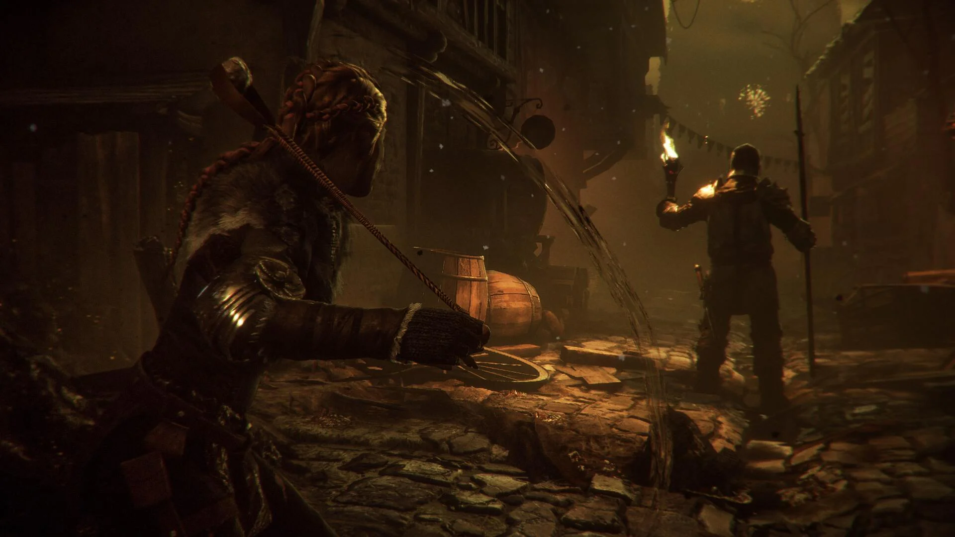 Амисия прячется с пращой в A Plague Tale Requiem для аренды на PS
