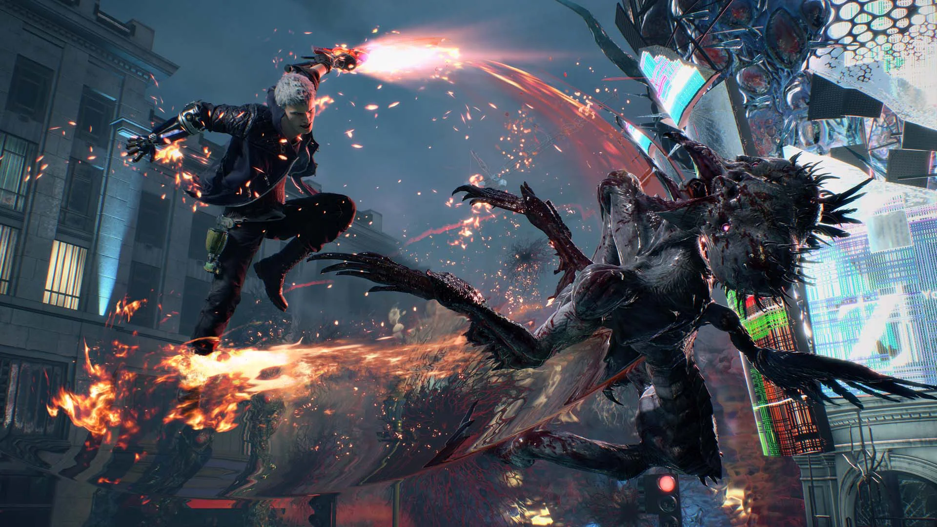 Неро атакует демона в Devil May Cry 5 для аренды на PS