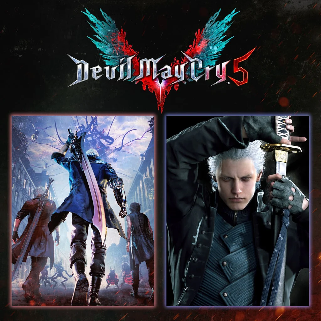 Обложка Devil May Cry 5 с Неро, Данте и Вергилием