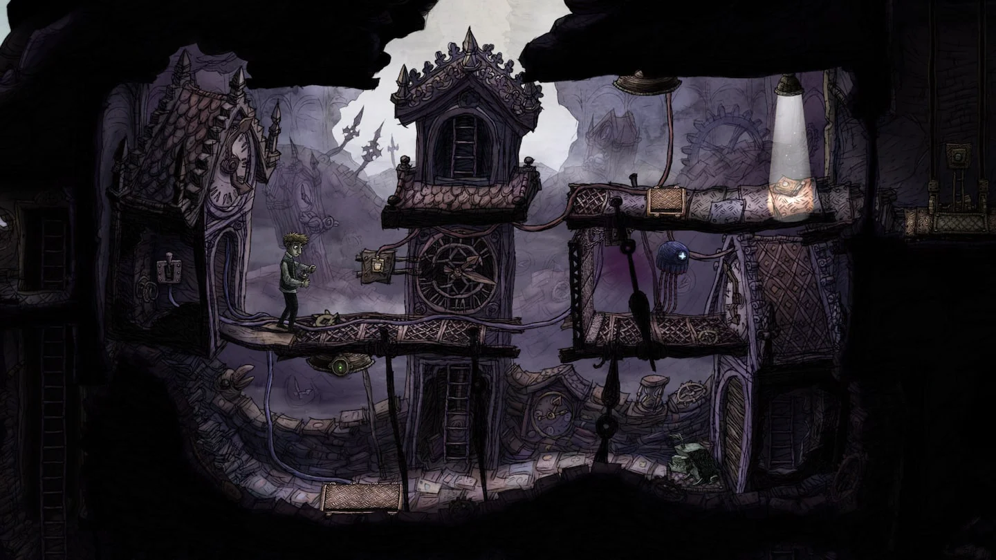 персонаж исследует часовую башню в creaks для аренды игр playstation