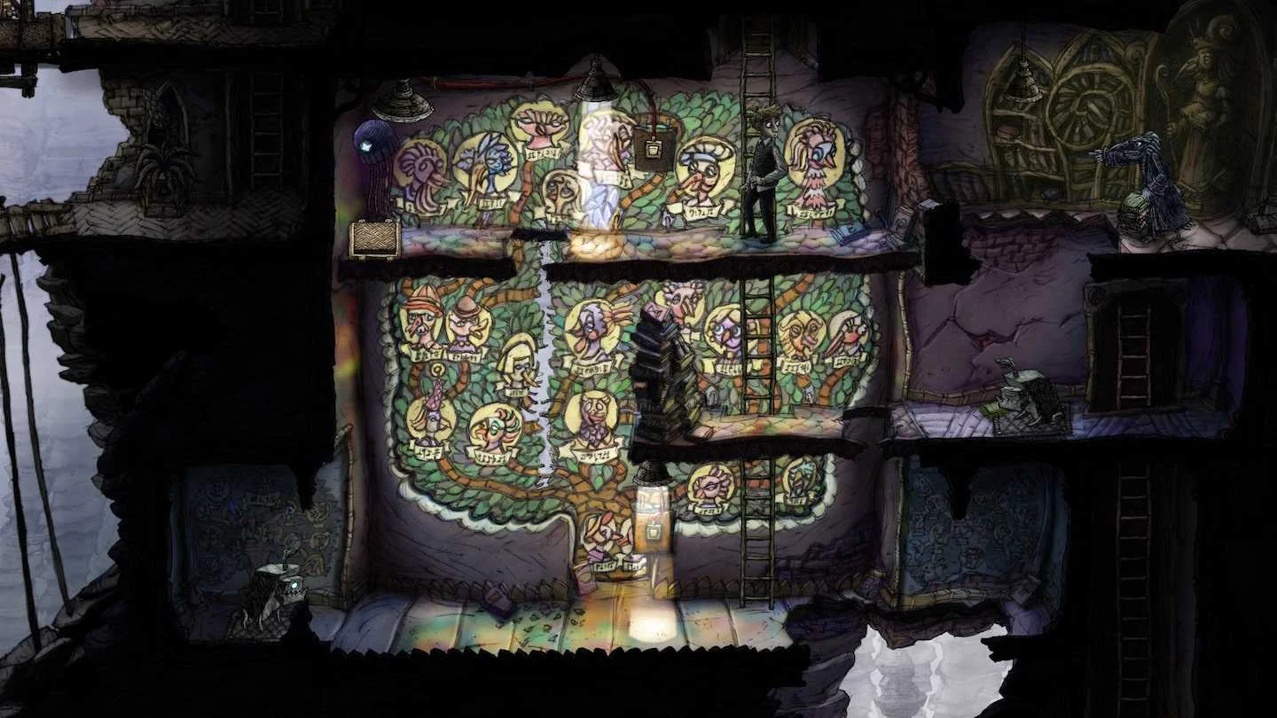 персонаж изучает древо предков в creaks для аренды игр playstation