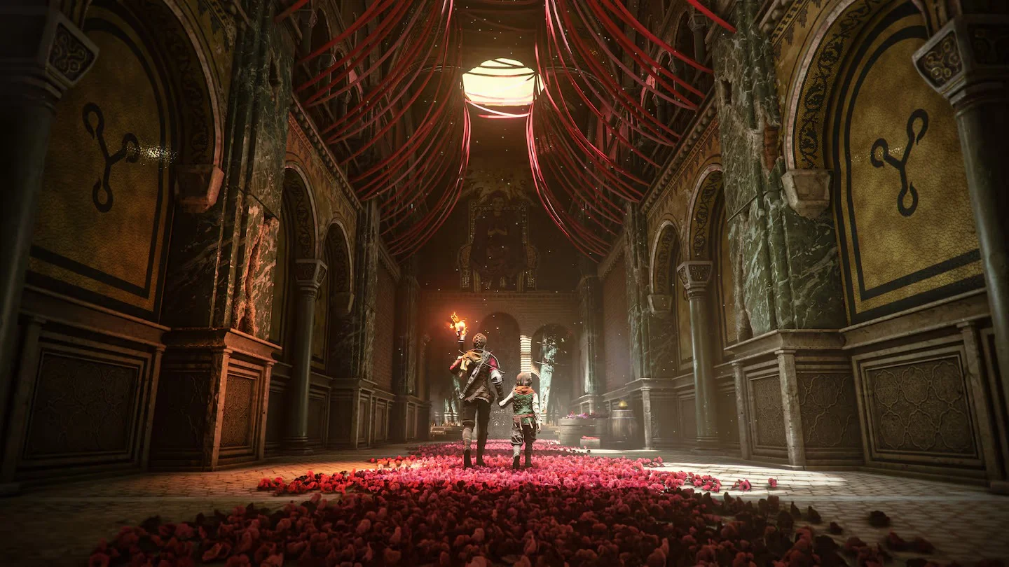 Амиция и Гуго в храме A Plague Tale Requiem аренда игры PlayStation